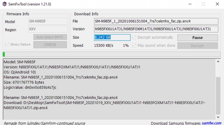 SamFwTool لتحميل تحديث هاتف سامسونج